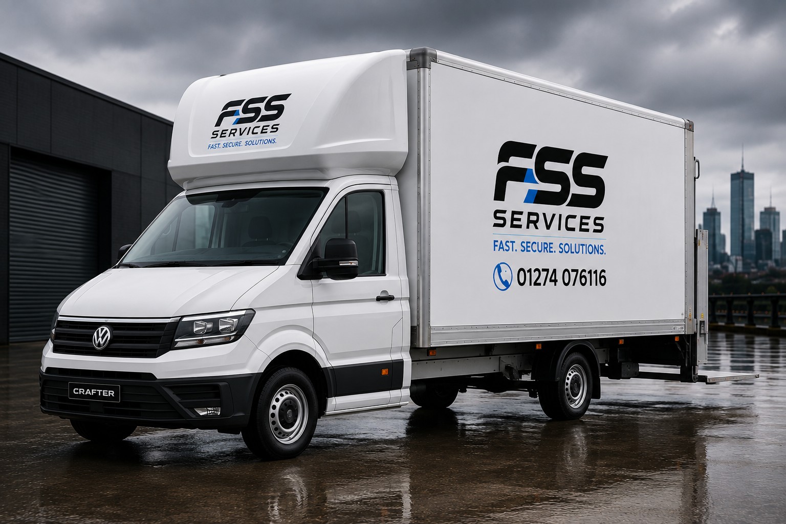 FSS Services Luton van with tail lift
